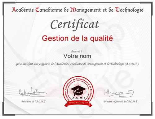 photo du certificat introduction management de l'académie canadienne de Management et de Technologie